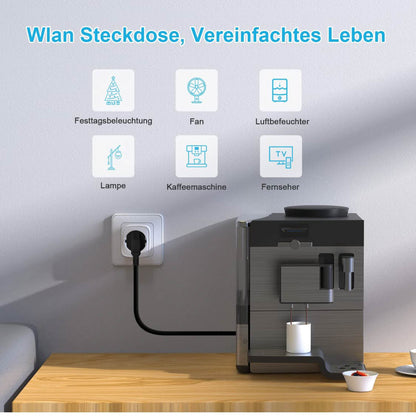 EIGHTREE ET21 WLAN Smart Steckdose 4er Pack, Smart Home, 16A, Alexa & Google Home kompatibel, Stromverbrauch messen, Zeitplan, Fernzugriff.