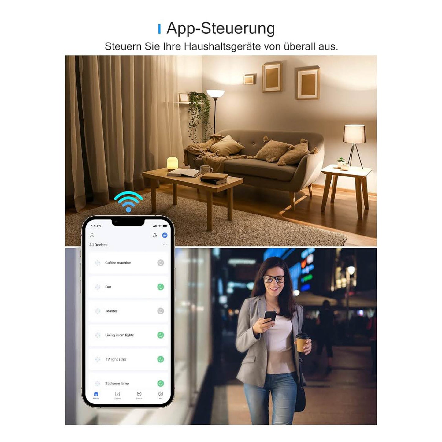 EIGHTREE WLAN Smart Steckdose, 16A, Smart Home, Strommessung, Alexa & Google Home kompatibel, Zeitplan, Fernzugriff, 2,4-G-WLAN.