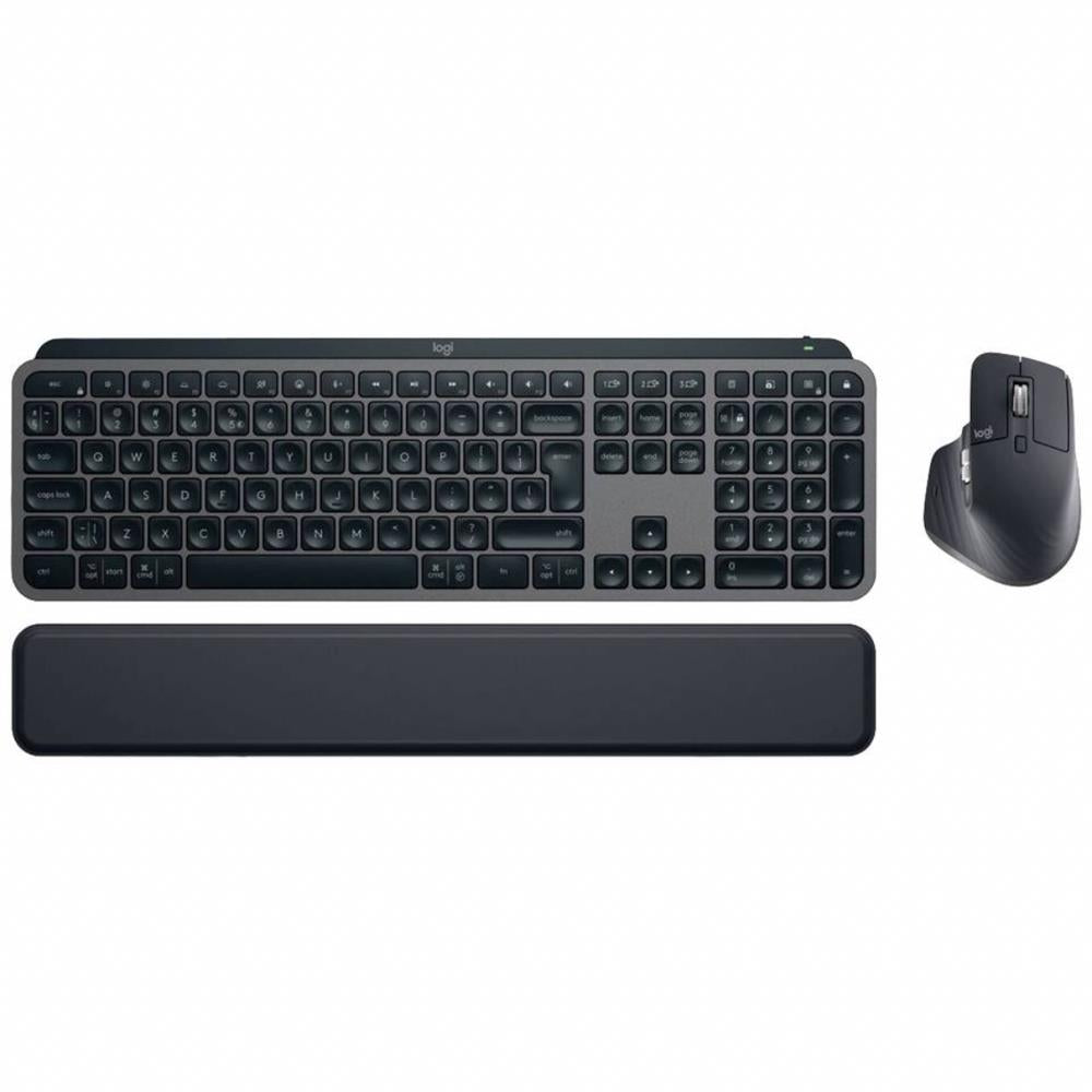 Logitech MX Keys S Combo, kabellose Tastatur & Maus, QWERTY, Handballenauflage, anpassbare Beleuchtung, Schnell-Scrollen, Bluetooth, Multi-OS, Graphit