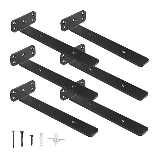 SKYSEN Regalhalterung, 25cm, T-Form, 6 Stück, robuste Metallkonstruktion, schwerlastfähig, ideal für Küche und Garage, schwarz.
