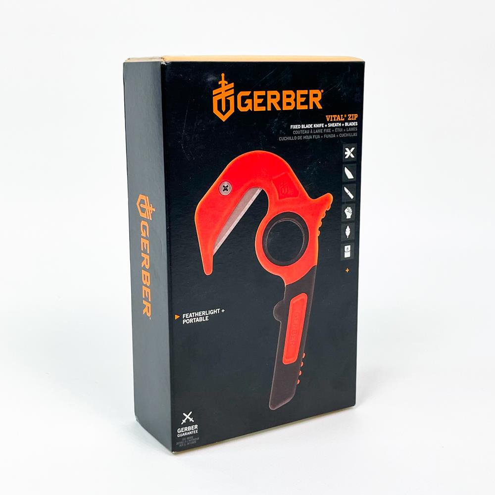 Gerber Vital Zip EAB Allzweckschneider, Jagdtool, inkl. Holster, orange, Modell 31-003645, sicheres Öffnen von Wild