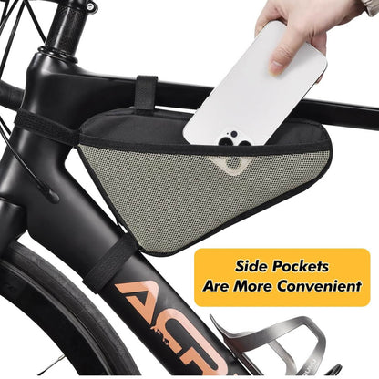 ACRUNU Dreieckstasche, wasserdicht, 1,5L, für 22-24mm Rahmen, inkl. Fahrradklingel, ideal für Mountainbike und Rennrad.