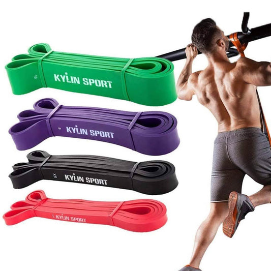Fitnessbänder Set, 4 Stück, Widerstandsbänder, ideal für Krafttraining, Yoga und Workout, in Grün/Rot/Schwarz/Lila.