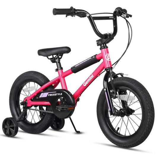AVASTA 12 Zoll Kinderfahrrad PINK, BMX Style, mit Stabilisatoren & Kickstand, ideal für 1-8 Jahre alte Kinder.