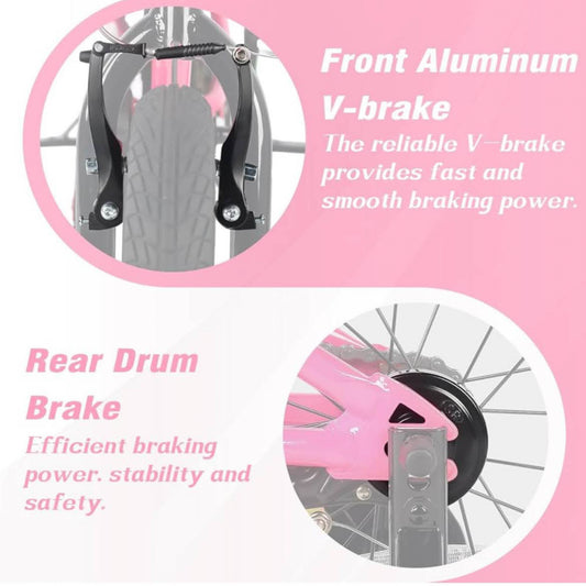 AVASTA 12 Zoll Kinderfahrrad PINK, BMX Style, mit Stabilisatoren & Kickstand, ideal für 1-8 Jahre alte Kinder.