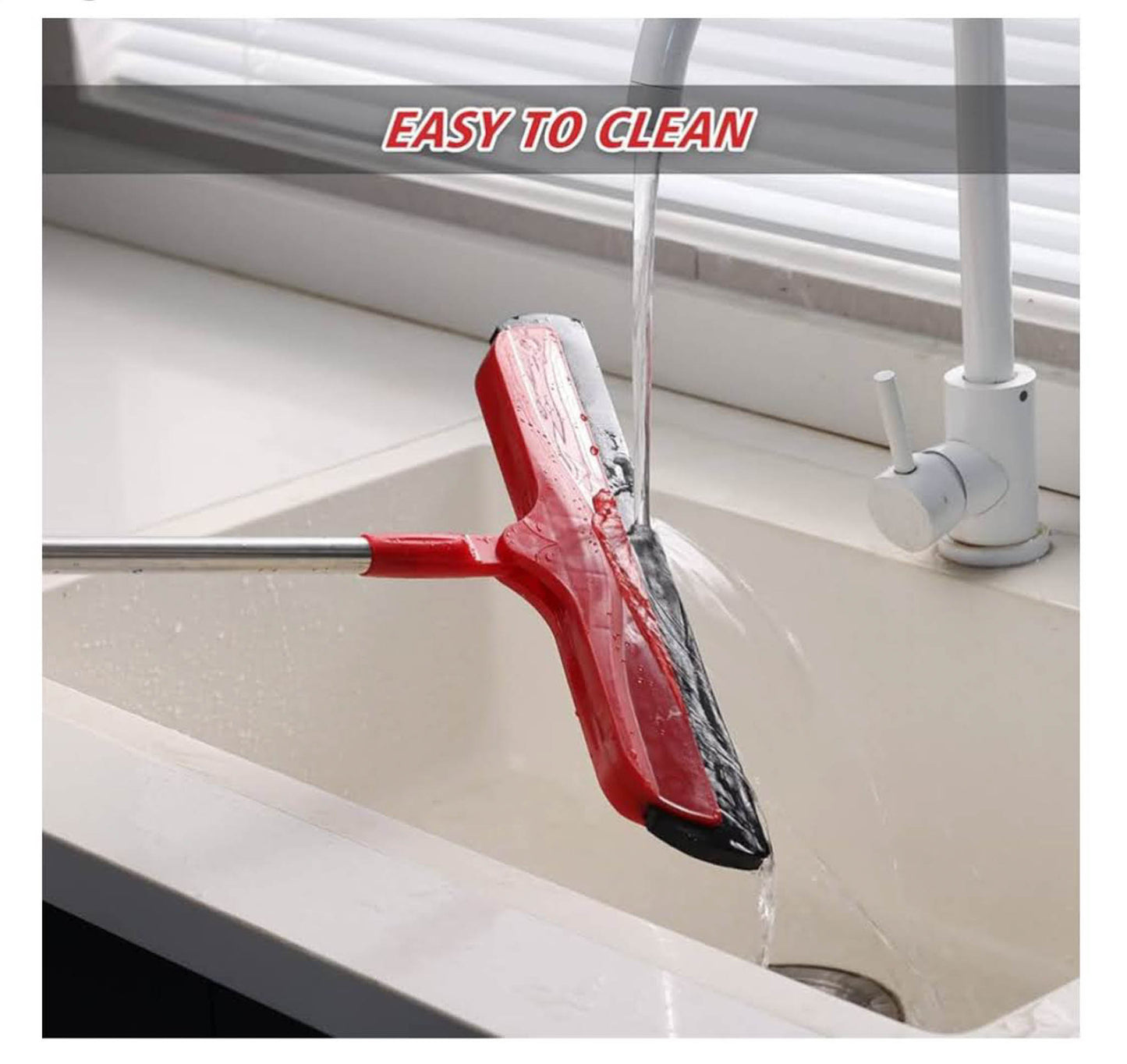 Mitclear Wasserschieber, verstellbarer Griff 124cm, Schaumabzieher für nassen Boden, ideal für Dusche, Bad, Küche, entfernt Tierhaare.