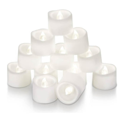 Homemory Teelichter 12er Set, LED-Kerzen, 6-Stunden-Timer, flackernd, weiß, ideal für Dekoration und stimmungsvolle Beleuchtung.