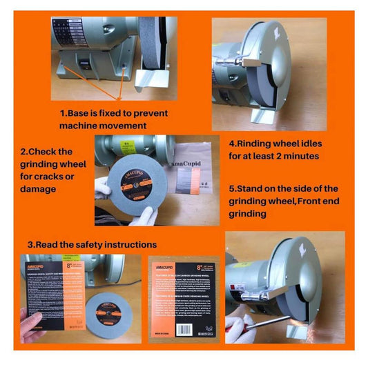 AmaCupid Grüne Siliziumkarbid-Schleifscheibe 200 mm, Doppelschleifmaschinen, 16-mm-Aufnahme, ideal für Hartmetallwerkzeuge.