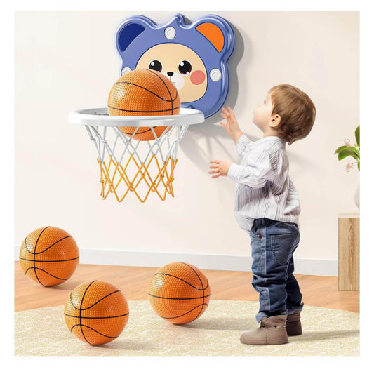 TEMI Mini Basketballkorb, Indoor, für Kinder 3-6 Jahre, inkl. 4 Bälle, ideales Spielzeug für Geburtstagsgeschenke.