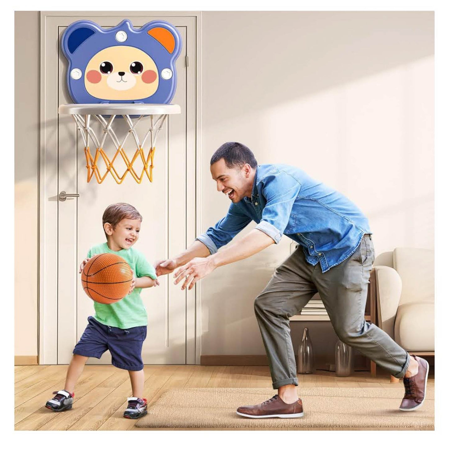 TEMI Mini Basketballkorb, Indoor, für Kinder 3-6 Jahre, inkl. 4 Bälle, ideales Spielzeug für Geburtstagsgeschenke.
