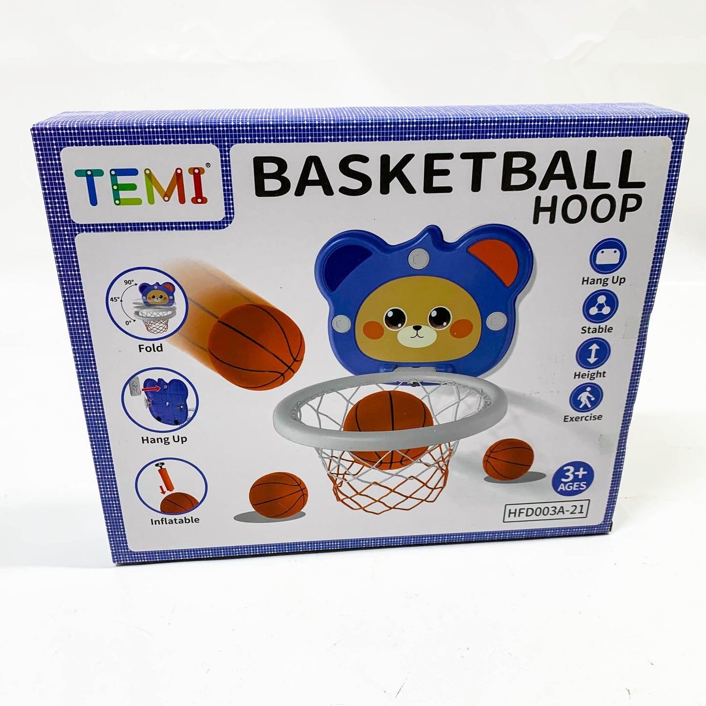 TEMI Mini Basketballkorb, Indoor, für Kinder 3-6 Jahre, inkl. 4 Bälle, ideales Spielzeug für Geburtstagsgeschenke.