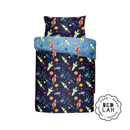 Bedlam Supersonic Bettbezug-Set 135x200cm, leuchtet im Dunkeln, 52% Polyester, 48% Baumwolle, blau, Duvet Cover Set: Single