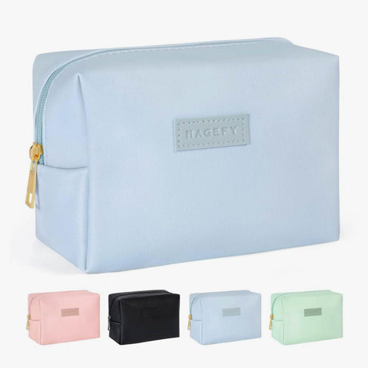 MAGEFY Kleine Kosmetiktasche, Tragbare Make-up Tasche, wasserdichtes PU Leder, niedliches Design, vielseitige Reißverschlusstasche für Frauen.