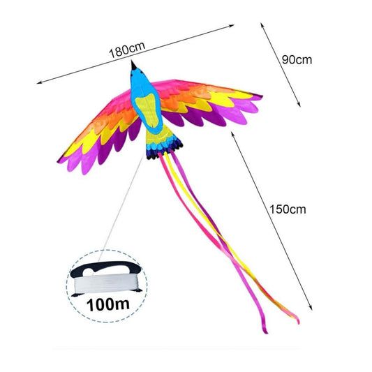 VIKY Phoenix Drachen, Einleiner, 90x180cm, für Kinder und Erwachsene, inkl. 100m Schnur, einfach zu fliegen.