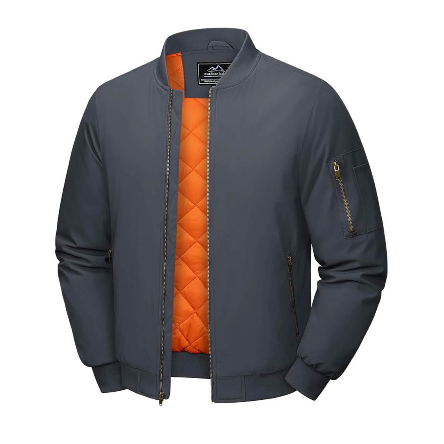 MAGCOMSEN Herren Bomberjacke M, Winterjacke, winddicht, warm gefüttert, 4 Taschen, grau, ideal für Freizeit und Übergang.