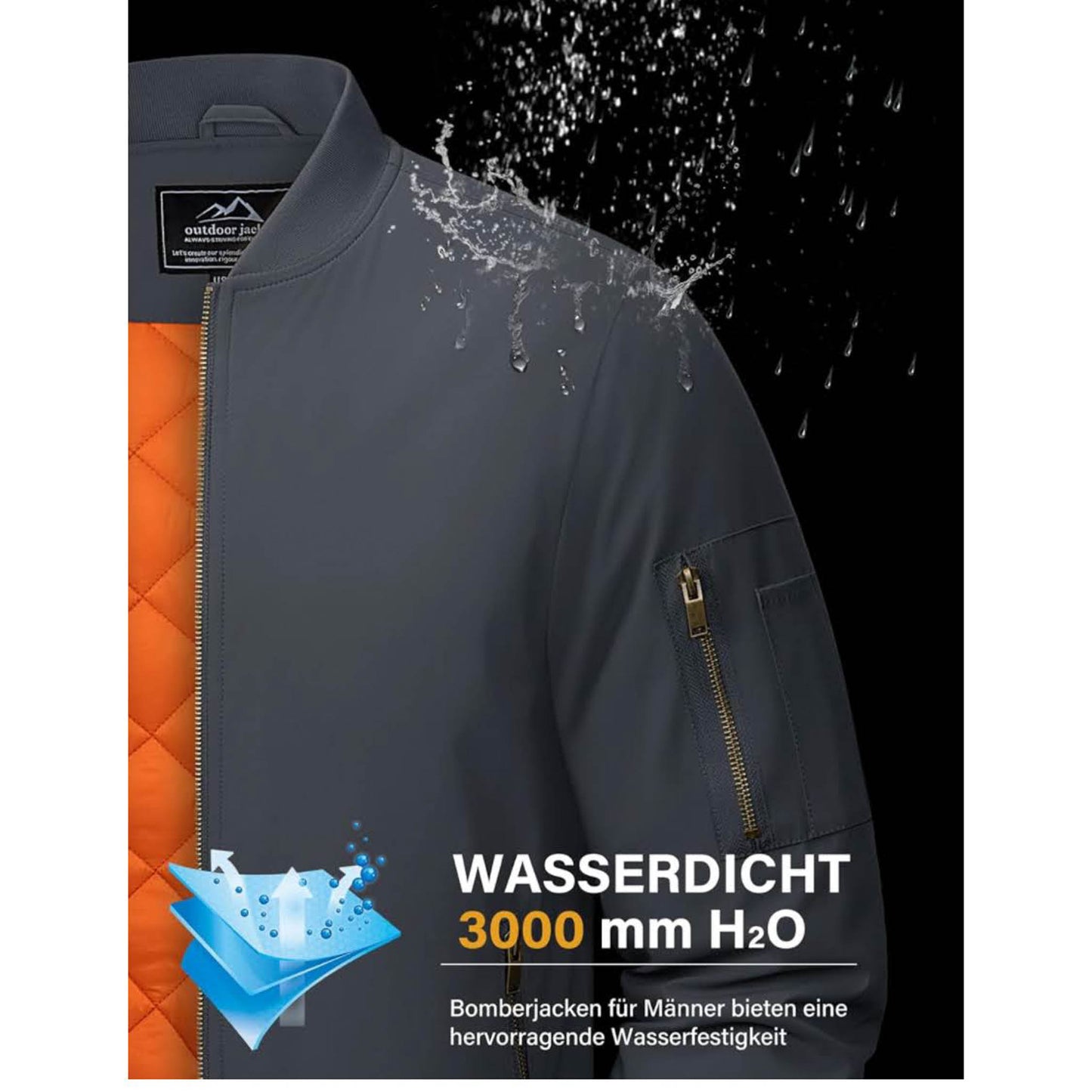 MAGCOMSEN Herren Bomberjacke M, Winterjacke, winddicht, warm gefüttert, 4 Taschen, grau, ideal für Freizeit und Übergang.
