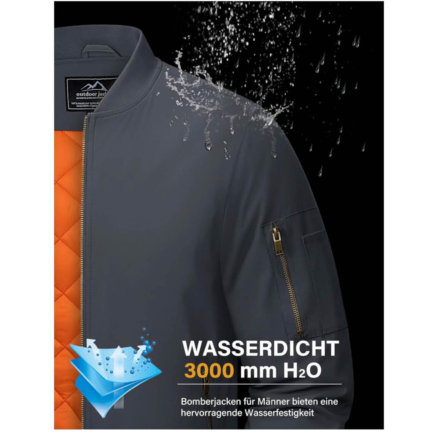 MAGCOMSEN Herren Bomberjacke, XXL, Winterjacke, warm gefüttert, winddicht, 4 Taschen, grau, ideal für Freizeit und Übergang.