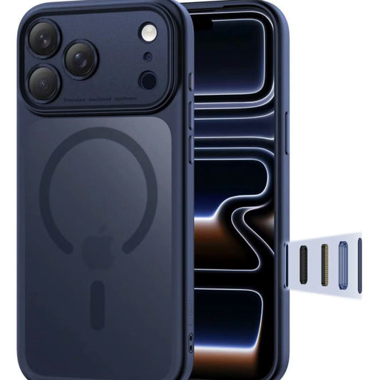 Tech-Protect MagPeak MagSafe Hülle für iPhone 17 Pro Max, matt, tiefblau, stoßfest, kabelloses Laden