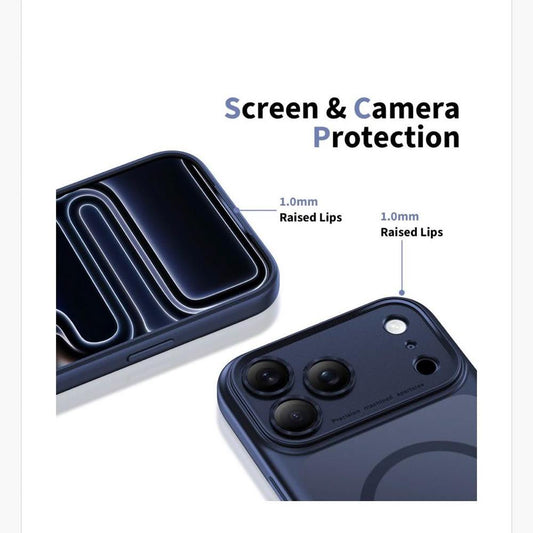 Tech-Protect MagPeak MagSafe Hülle für iPhone 17 Pro Max, matt, tiefblau, stoßfest, kabelloses Laden