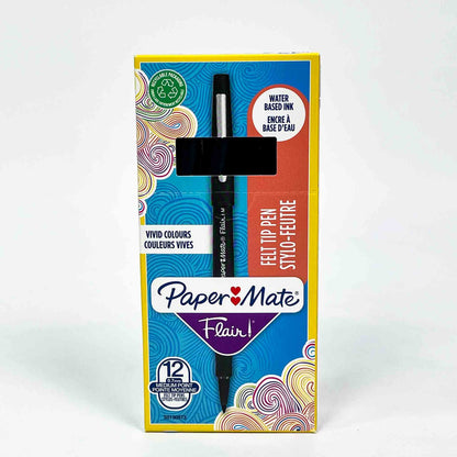 Paper Mate S0190973 Filzstifte – 12er Set Schwarz, mittlere 0,7 mm Spitze