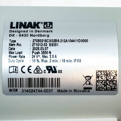 LINAK 271012-03, S9351, Push 3500 N, 24 V, 3.5 A, Linearantrieb Hubmotor, 27050215CX02B6-212A104411D0000