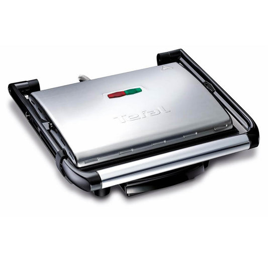Tefal Kontaktgrill Inicio GC241D, Elektrogrill, fettarmes Grillen, Antihaftplatten, 2000W, Edelstahl/Schwarz, 36.3x10.8x33.2cm.