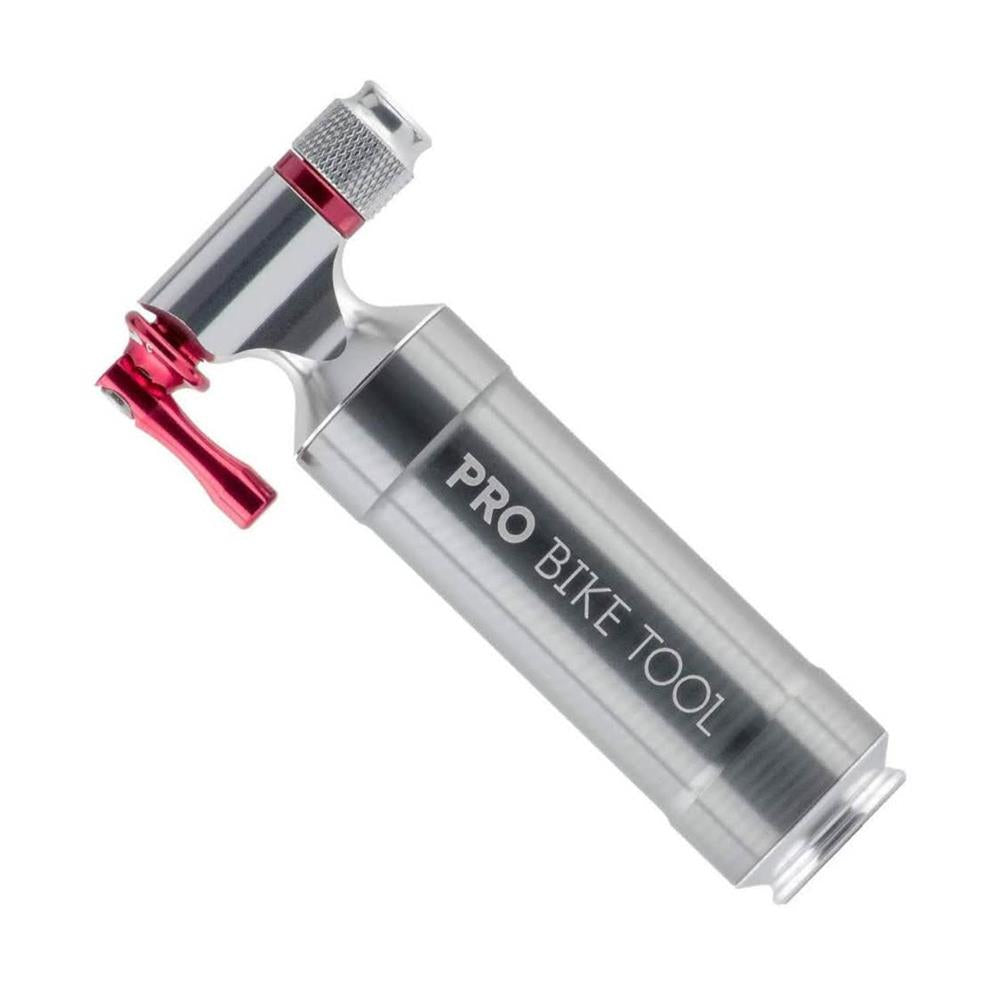 Pro Bike Tool CO2 Kartuschenpumpe - Modellnummer: BP-CO2 - Inflator für schnelles Aufpumpen, passend für Presta & Schrader Ventile, ideal für Rennrad & Mountainbike, mit Metall Lagerbehälter - ohne CO2 Kartuschen