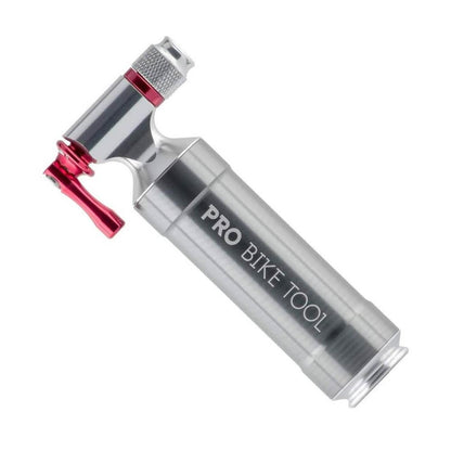 Pro Bike Tool CO2 Kartuschenpumpe - Modellnummer: BP-CO2 - Inflator für schnelles Aufpumpen, passend für Presta & Schrader Ventile, ideal für Rennrad & Mountainbike, mit Metall Lagerbehälter - ohne CO2 Kartuschen