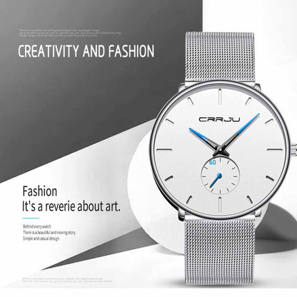 FIZILI Herren Uhr 086, Ultra Dünn, Schwarz, Minimalistisch, Quartz, Milanese Mesh Edelstahl, Elegant und Zeitlos.