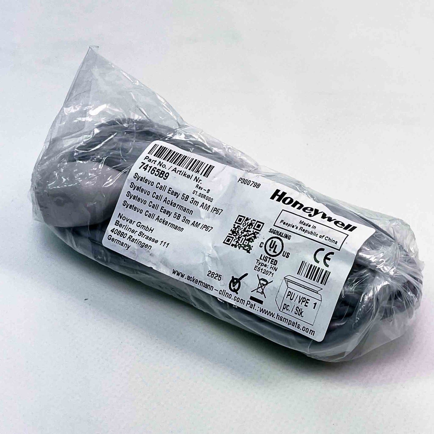 Honeywell Systevo 74165B9 Patientenhandgerät mit 5 Funktionstasten, magnetischem Steckanschluss, 3 m Kabellänge, IP67