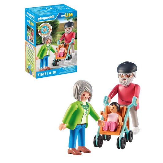 PLAYMOBIL Großeltern mit Baby, 71613, Figuren-Set, 11 Teile, liebevoll gestaltet, ideal für fantasievolles Spielen.