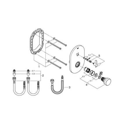 Grohe Eurosmart CT, 36321000, Selbstschluss-Brausebatterie, mit Mischfunktion, Chrom, Fertigmontageset für UP-Einbaukasten.