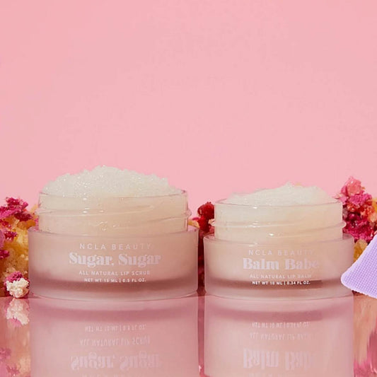 NCLA Beauty Lippenpflegeset Birthday Cake, Balm 10 ml, Scrub 15 ml, inkl. Scrubber, feuchtigkeitsspendend, pflegend, duftend.