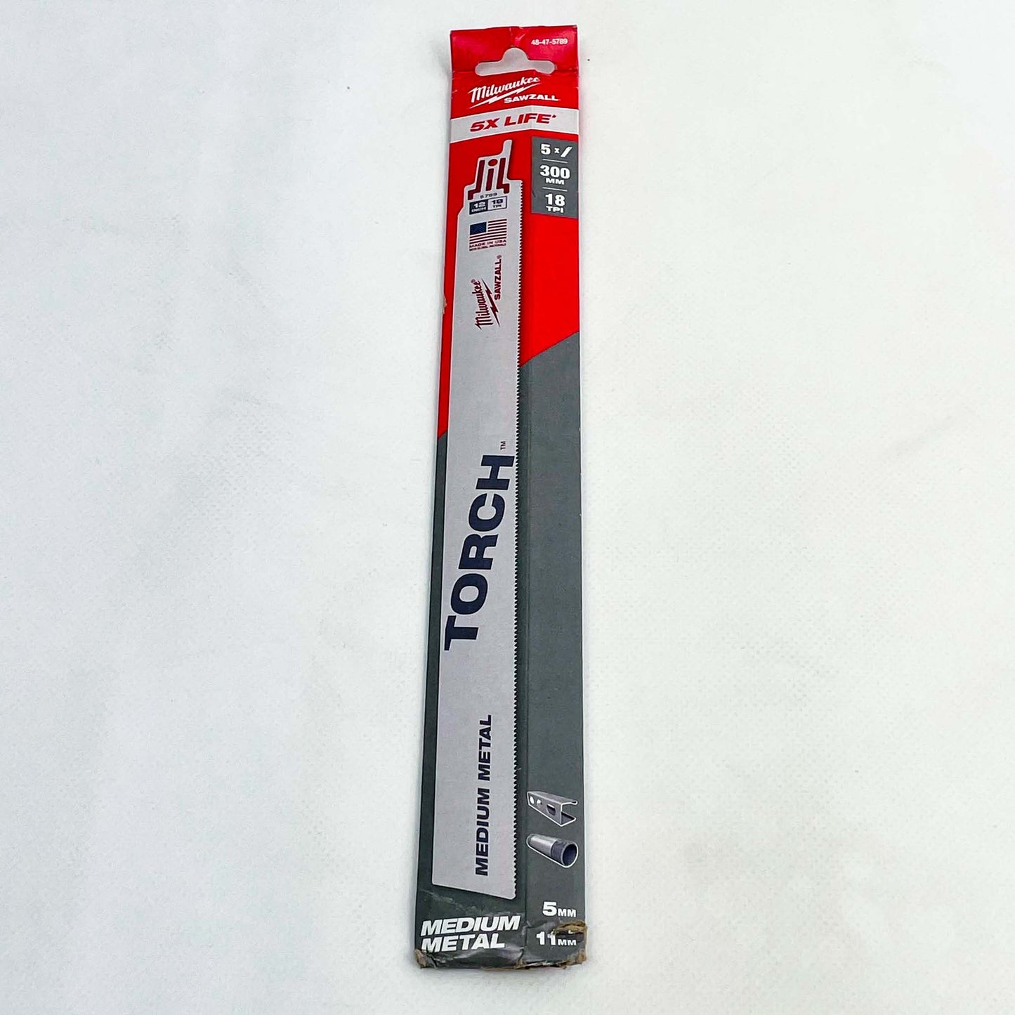 Milwaukee 48-47-5789 Säbelsägeblätter 5er-Set, 300mm, 18TPI, für Metall 5-11mm, mittlere Ausführung