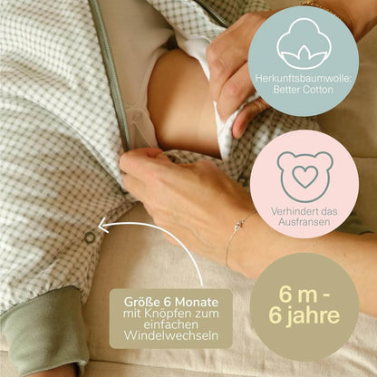 Molis&Co Schlafsack mit Füßen, 1 Jahr, Baby-Schlafsack, atmungsaktiv, mit Füßen, ideal für Bewegungsfreiheit.