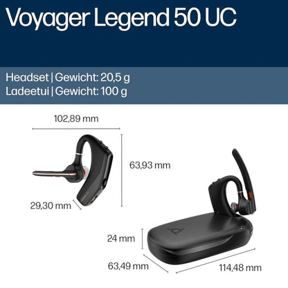 Poly Voyager Legend 50-M Headset UC: kabelloses Bluetooth-Headset mit Noise-Cancelling, Multi-Device-Connectivity, Sprachsteuerung.