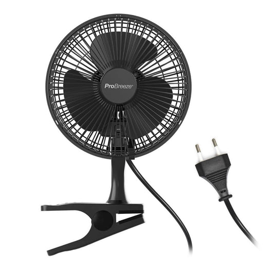 Pro Breeze Mini Ventilator, 20 cm, Tischventilator, 2 Geschwindigkeitsstufen, leise, stabiler Clip, ideal für Schreibtisch und Growbox.