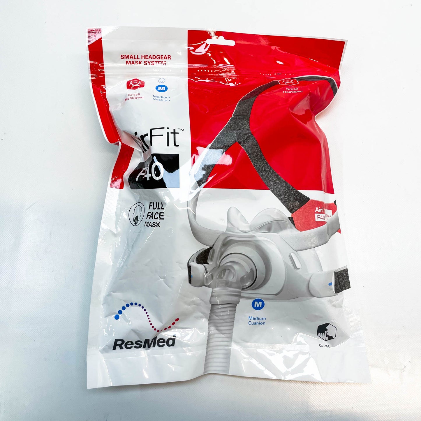 ResMed AirFit F40, Full-Face-Maske, Größe M, komfortable Passform, leise, einfach anzulegen, optimaler Sitz, ideal für CPAP-Therapie.