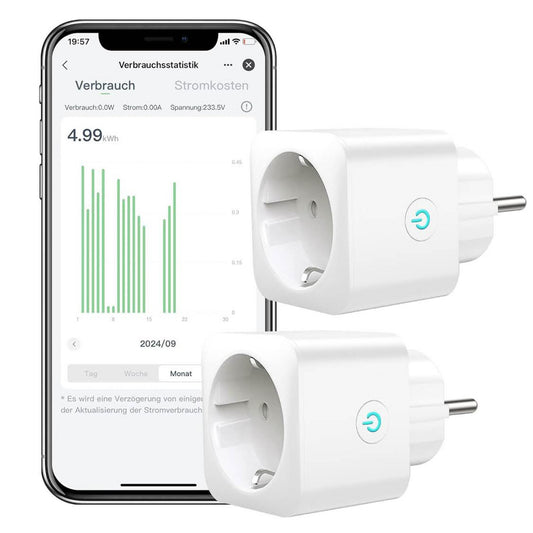 EIGHTREE WLAN Steckdose, Smart Home, 16A, mit Stromverbrauchsmessung, Zeitplan, Fernzugriff, kompatibel mit Alexa, Google Home, SmartThings, 2er Pack.