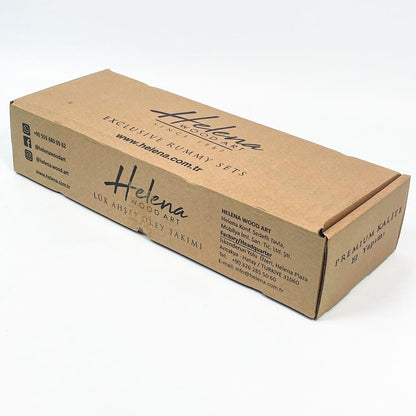 Helena Wood Art Deluxe Rummy Set, handgefertigt aus 100% Holz, inkl. Tasche, Melaminsteine, Okey Spiel, Premium Edition