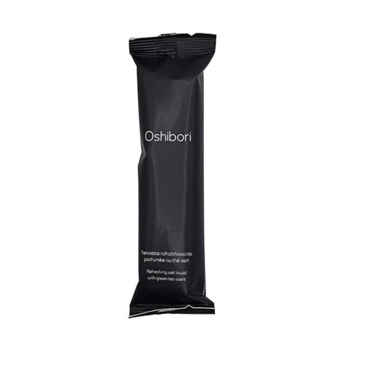 Erfrischendes Oshibori, 10g, Schwarz, 50 Stück – Hygienische Handtücher für Gastronomie, feuchtigkeitsspendend und erfrischend.