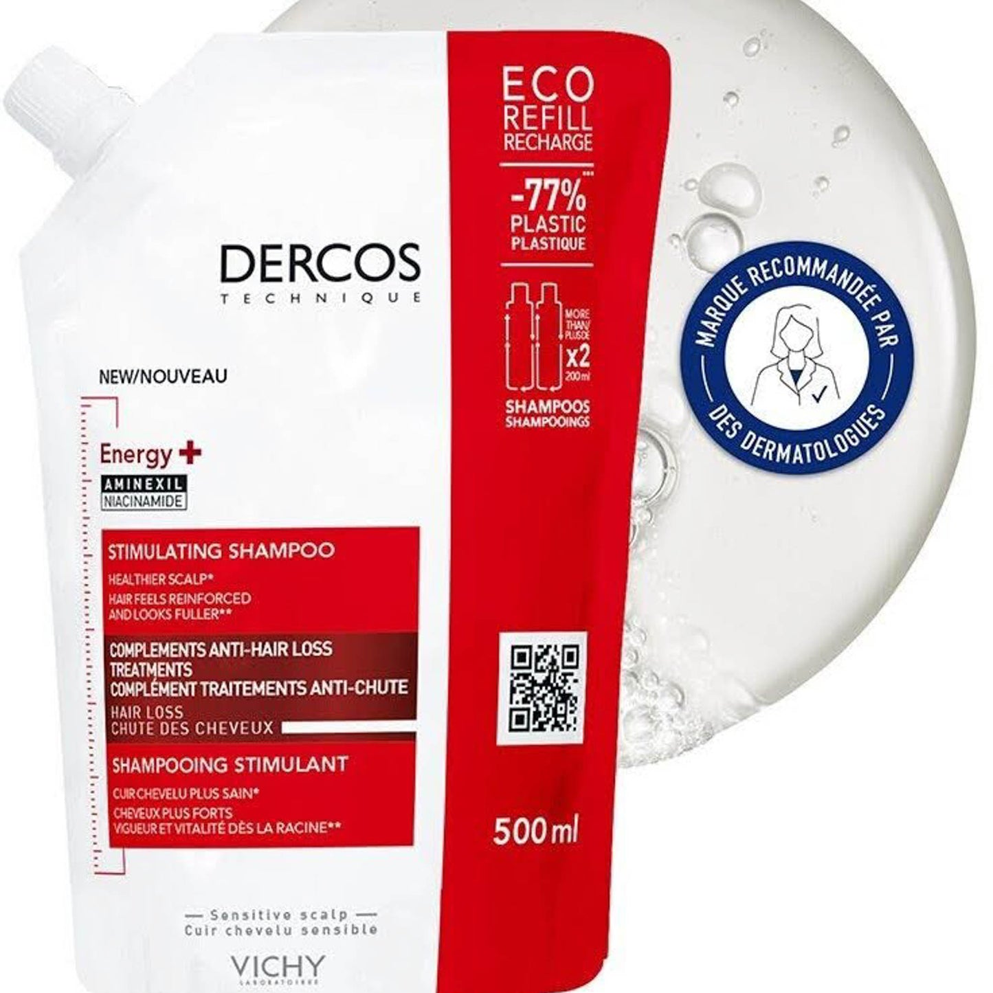Vichy Dercos, 500 ml, Shampoo, Energetisierend, stimuliert das Haar, für mehr Vitalität und Kraft.