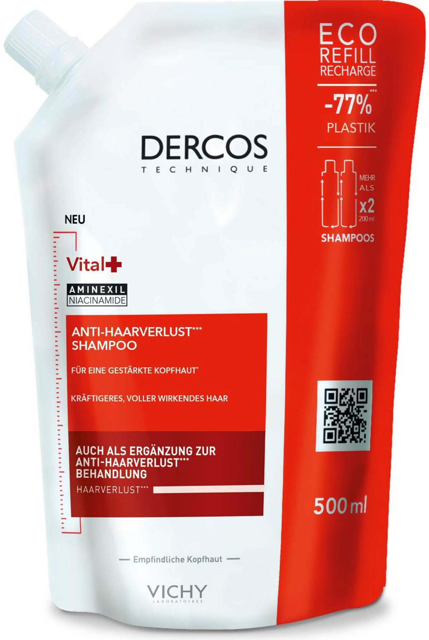 Vichy Dercos, 500 ml, Shampoo, Energetisierend, stimuliert das Haar, für mehr Vitalität und Kraft.