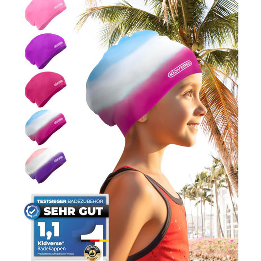 KIDVERSE Badekappe, UV-Schutz, Anti-Rutsch-Noppen, für lange & voluminöse Haare, ideal für Kinder und Schwimmer.