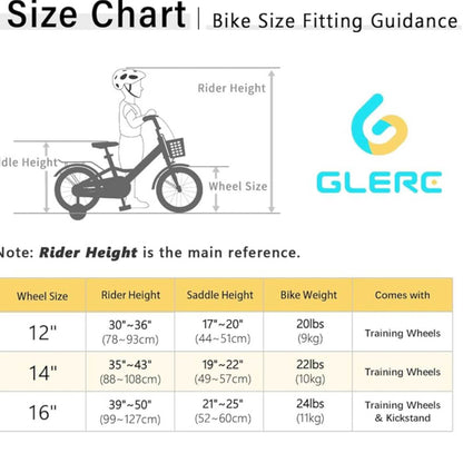 Glerc Bubble 12 Zoll Kinderfahrrad, für 1-4 Jahre, mit Korb, Stabilisatoren, Gepäckträger, rosa.
