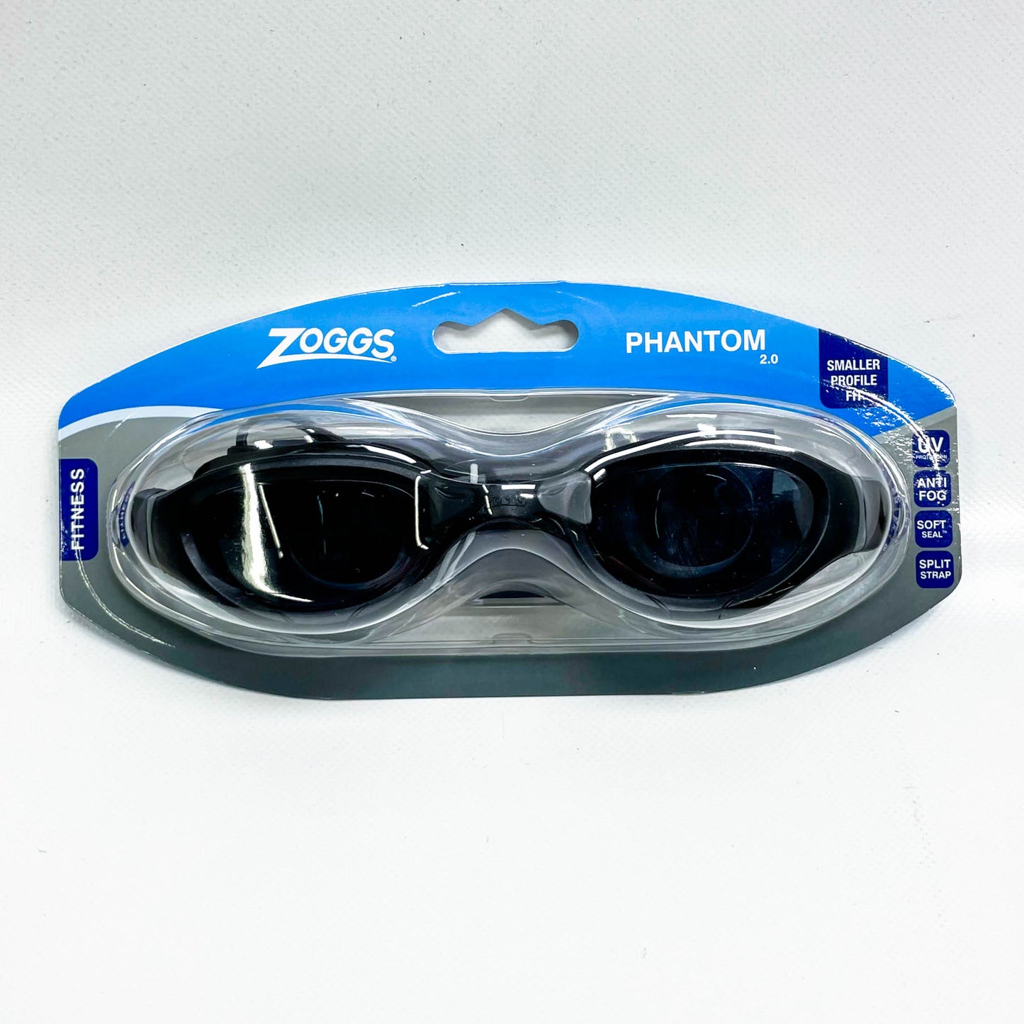ZOGGS PHANTOM 2.0 S Schwimmbrille, Small Fit, klar, schwarz, anti-beschlag, UV-Schutz, komfortable Passform.