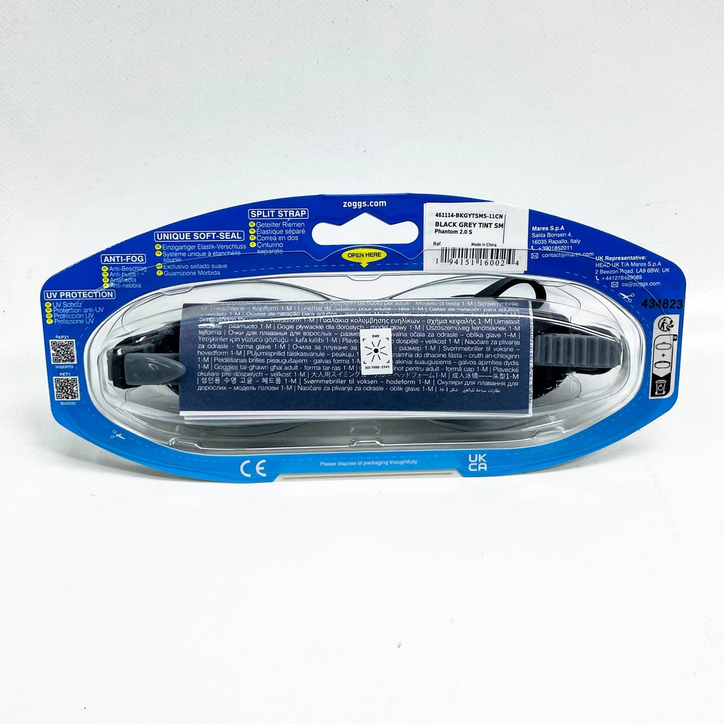 ZOGGS PHANTOM 2.0 S Schwimmbrille, Small Fit, klar, schwarz, anti-beschlag, UV-Schutz, komfortable Passform.