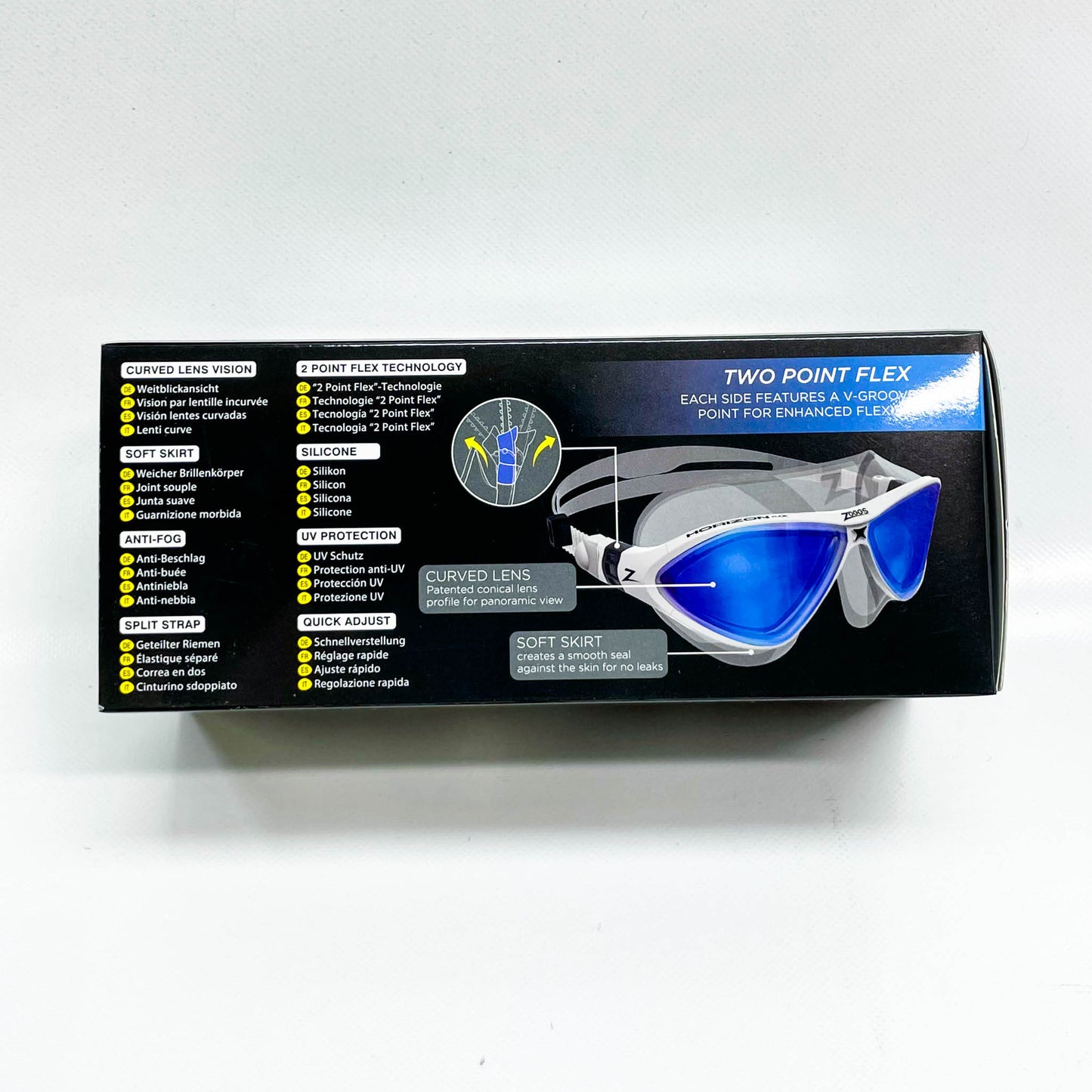 Zoggs Unisex Horizon Flex Mask, Schwimmbrille, flexibles Design, weiches Silikon, UV-Schutz, beschlagfrei, ideal für Schwimmer.