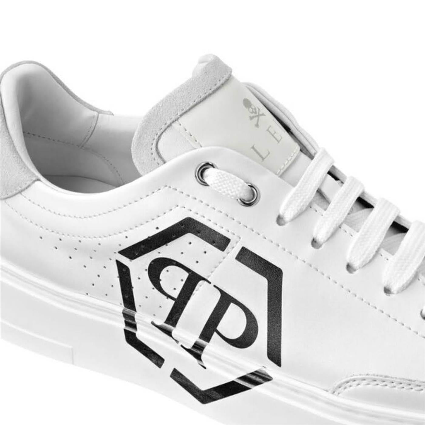 Philipp Plein Carson Hexagon Herren Sneaker, Low-Top, Weiß/Schwarz, Größe 41, sportlich, Logo-Details