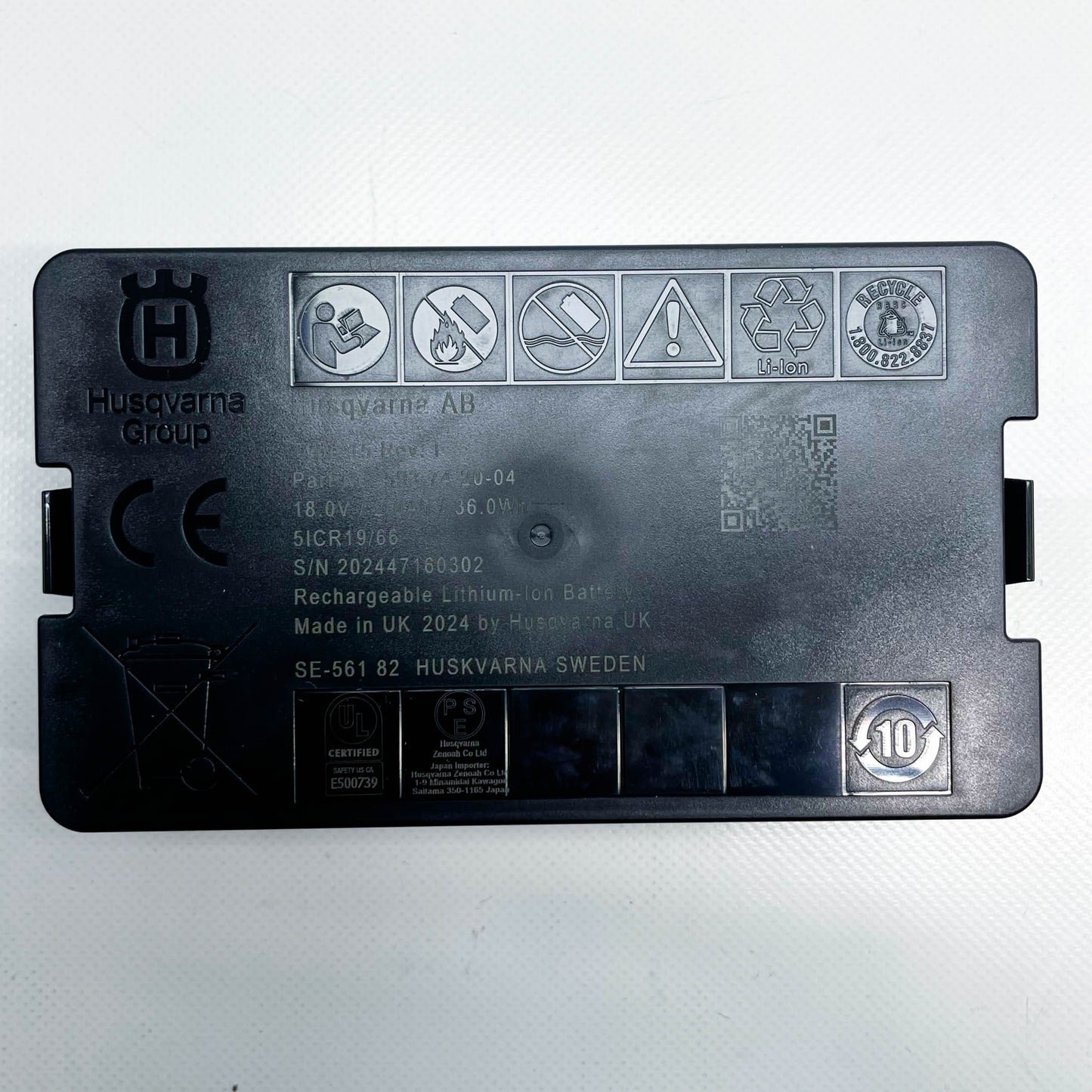 Husqvarna 5294520-02, Li-Ion 18V, 2.0 Ah, für Automower 405x, 415x, 310E Nera, CAN Bus, leistungsstark und langlebig.